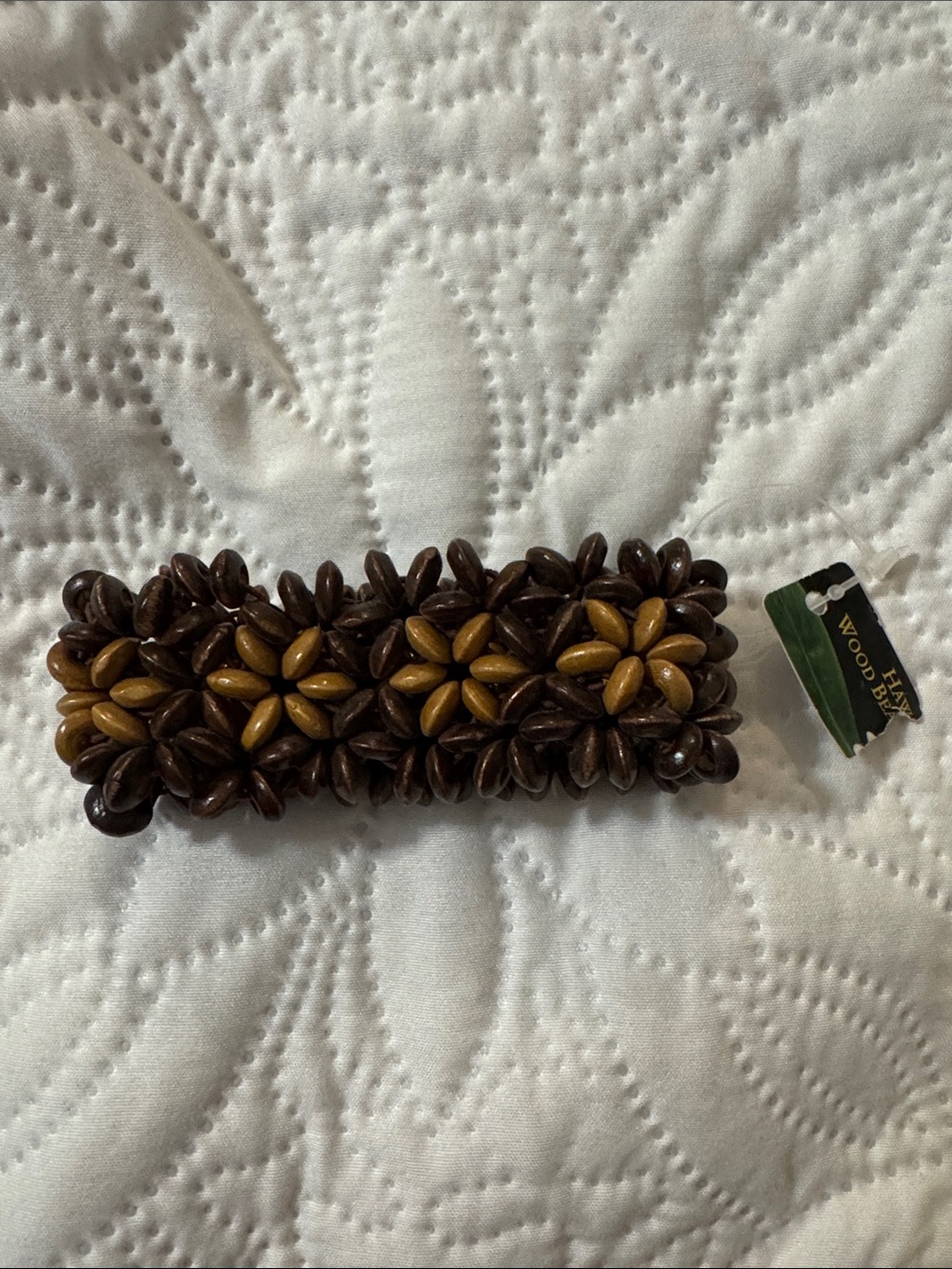 Hawaain wooden Handmade Bead Flower Bracelet - Brown & Tan
